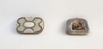 Silver-coloured metal and mother-of-pearl purse and a silver-coloured metal miniature landscape