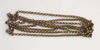 Antique gold-plate ornate belcher-link long chain