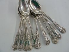 10 assorted Georgian and Victorian silver Kings pattern teaspoons, various makers and dates, 11.3ozt
