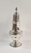 Georgian silver ? sugar caster from Writhen Knop, engraved and pierced lid, the whole of baluster