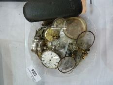 Silver pocket watch, quantity of pocket watch parts, spectacles and other items ( 1 box)Condition