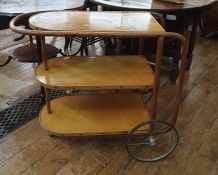 Thonet design three-tier bentwood trolley