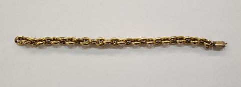 Gold coloured metal link bracelet with shaped oval links, 17g approx. (broken)