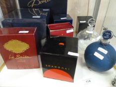 Assorted perfume bottles to include Rene Lalique Creation glass bottle, one Forsands La Nuit, La