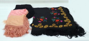 Four assorted embroidered shawls (1 box)