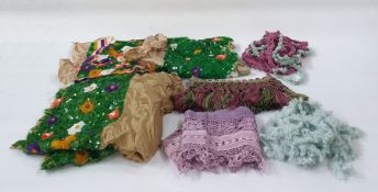 Large quantity of various trimmings including embroidered, beaded, a large piece of green sequin