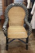 Cane and bamboo framed mid-20th century armchair