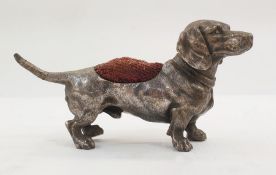 White metal Dachshund pincushion