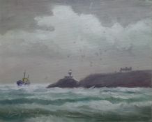 George McConkey Oil Rough sea, signed lower left, together with Harrie McManus 