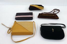 Vintage bags - brown and yellow velvet evening bag with chain strap, black velvet bag with paste