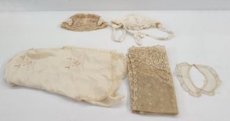 1920's silk blouse embroidered with pink roses in an Art Nouveau design and a quantity of lace items