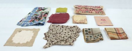 Quantity of 1920's, 30's, 40's and 50's handkerchiefs, scarves, etc (1 box)