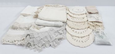 Quantity of table linen and a patchwork quilt (1 box)