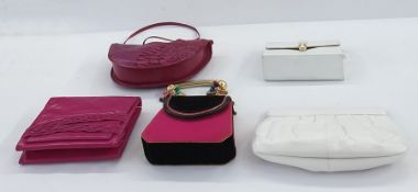 Vintage bags including Charles Jourdan white leather clutch bag with petal edge, Helene Ongeli