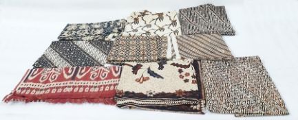 Small Iban blanket, Ikat weaving, possible Sarawak and a collection of batik panels