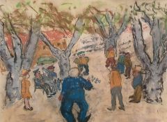 W.G. Scott-Brown 'Bill' (1897-1987) Pastel - Figure in moored rowing boat, possibly Morocco