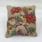 Plush and beaded cushion, 41cm x 40cm