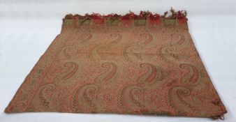 Large paisley shawl with green, black, red and white fringe ( some fraying in the centre)