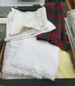 Various table linen, damask and others , table mats, napkins etc. ( 1 box)