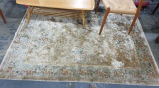 Chinese gold-coloured ground rug with foliate spra