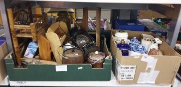 Various collectables including two treen biscuit b