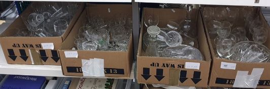 Quantity of glassware including wines, sherries, water tumblers, whisky, vases, decanter, fruit