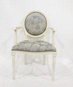 Victorian armchair with button-back foliate upholstery, serpentine fronted seat, cabriole supports