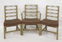 Eight grey painted ladderback chairs (8)