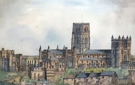 20th century Watercolour drawing. Cathedral 24 x 37 cms
