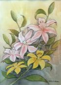 H. Royston Hudson Watercolour drawing Study of Lilies, signed H. Royston Hudson and framed
