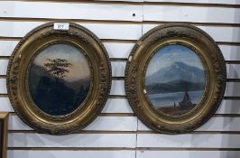 19th century Pair oils on panel Unattributed, continental scenes, oval frames 19 cms high