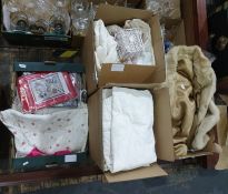 Assorted unused table linen, various cross-stitch