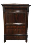 Early 19th century mahogany Empire-style secretaire à abattant with triangular stepped pediment,