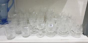Large quantity of cut drinking glasses, various patterns
