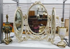 Marble and gilt ormolu table lamp on central suppo