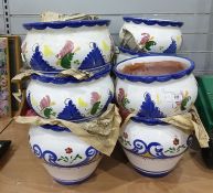 Eleven various ceramic planters