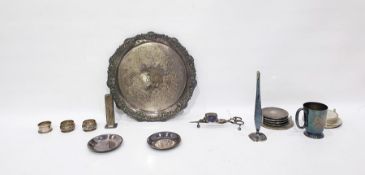 Assorted electroplated items to include mainly flatware, tray, napkin rings, etc