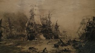 W L Wyllie engraving Sea Battle and Wreck......signed in pencil lower left in margin, 43 x 74 cms.