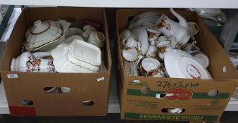 Two boxes of china comprising part-dinner service by Royal Albert of the 'Old Country Roses Cottage'