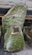 Staddle stone base, 50cm high and a large stone slab 78 x 48cm