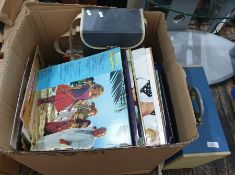 Box of vinyl LP's mainly Show Tunes and musical soundtracks plus a quantity of 45rpm's including The