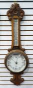 Oak cased aneroid barometer/thermometer marked 'Sidric'