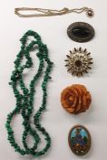 Quantity brooches, pendants, necklaces and other costume jewellery (2 boxes)