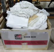 Box containing three faux fur coats and some table linenCondition ReportPlease find additional