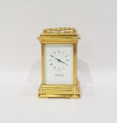 Martin & Co of Cheltenham 20th century carriage clock with Roman numerals to the dial, white metal