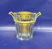 Baccarat cut glass and gilt metal wine cooler, bucket-shaped and panel cut, the mounts with end