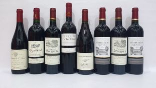 Eight bottles of mixed red wine to include Chateau de Roquebrune Bordeaux 2009 and Domaine de L'Arca