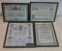 A collection of four framed Bonds, to include National Railways of Mexico, 25 x 33cm; Goode