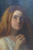 Leon Reding (1871-?), Portrait of a girl praying, oil on canvas, signed top right, 46 x 32cm