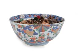 A Chinese 'Verte-Imari' punch bowl, 18th century